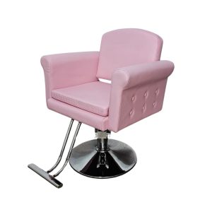 Silla Corte Cuadrada Rosado Boton Base Plateada