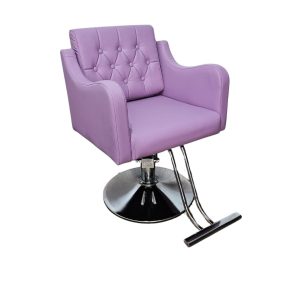 Silla Corte Cuadrada Lila Boton Base Plateada